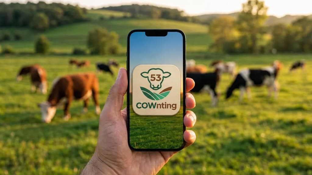 Celular con COWnting en el campo, listo para contar hacienda